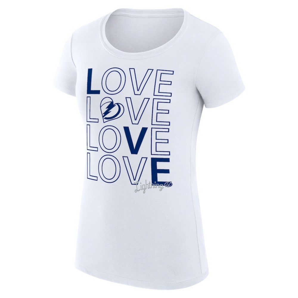 Tampa Bay Lightning - G-III 4Her by Carl Banks Women's Super-Slim Fit Lightweight Hockey Love T-Shirt White