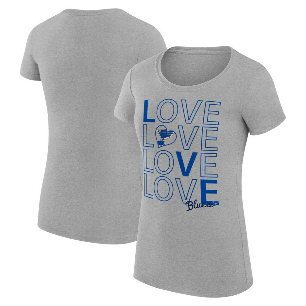 St. Louis Blues - G-III 4Her by Carl Banks Women's Super-Slim Fit Lightweight Hockey Love T-Shirt Heather Gray