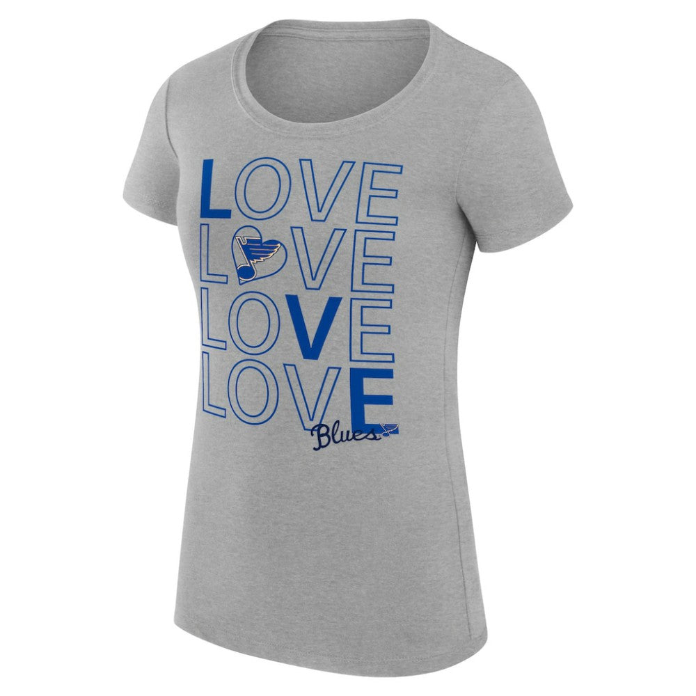 St. Louis Blues - G-III 4Her by Carl Banks Women's Super-Slim Fit Lightweight Hockey Love T-Shirt Heather Gray