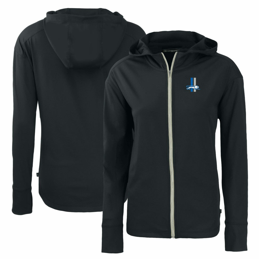 Detroit Lions Cutter & Buck Women's Throwback Daybreak Eco Recycled Half-Zip Hoodie Black - NFL