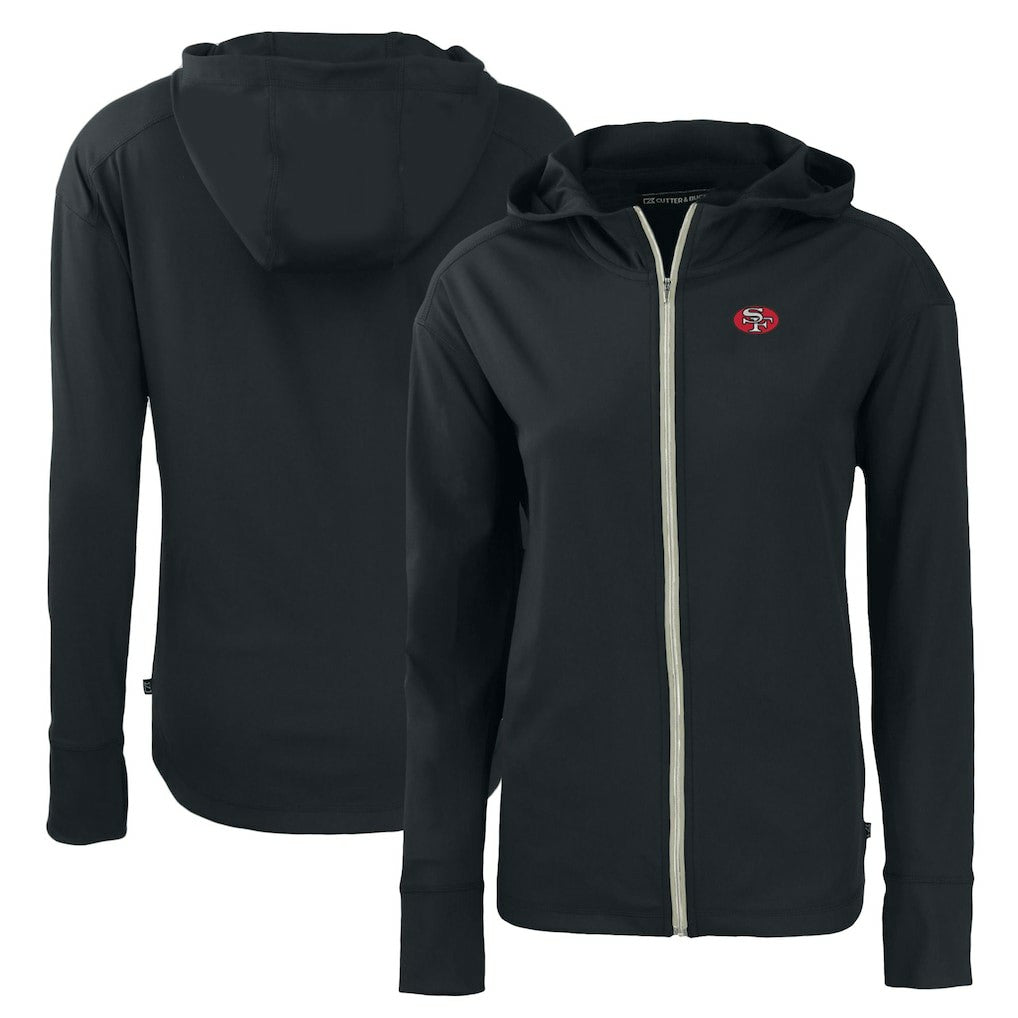 San Francisco 49ers Cutter & Buck Women's Throwback Daybreak Eco Recycled Half-Zip Hoodie Black - NFL