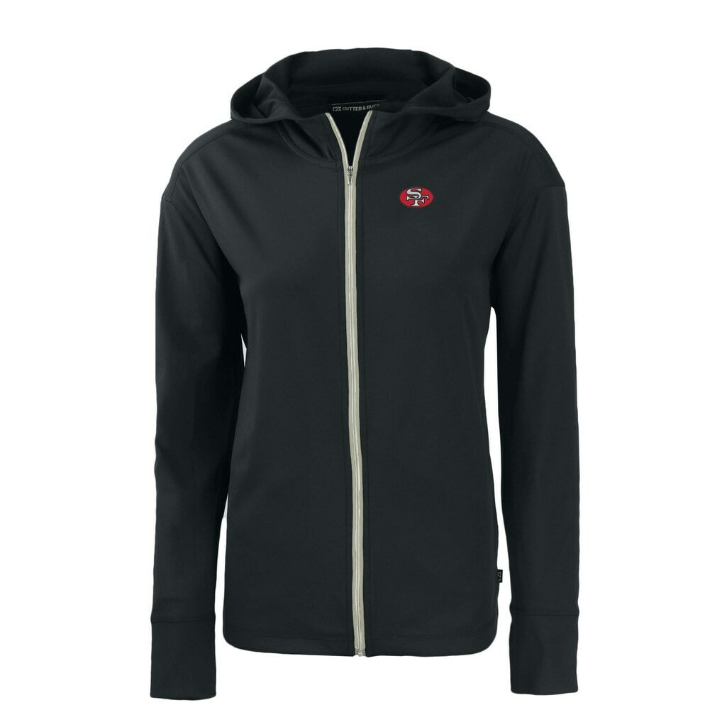 San Francisco 49ers Cutter & Buck Women's Throwback Daybreak Eco Recycled Half-Zip Hoodie Black - NFL