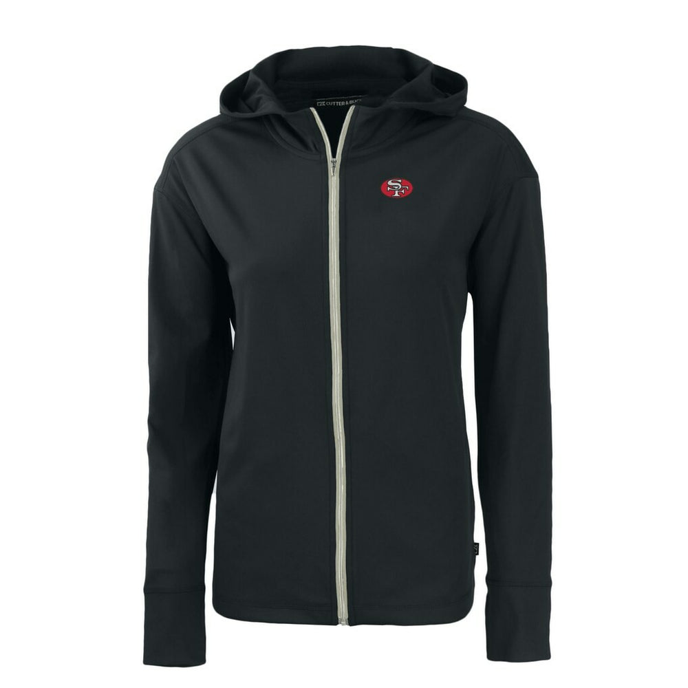 San Francisco 49ers Cutter & Buck Women's Throwback Daybreak Eco Recycled Half-Zip Hoodie Black - NFL