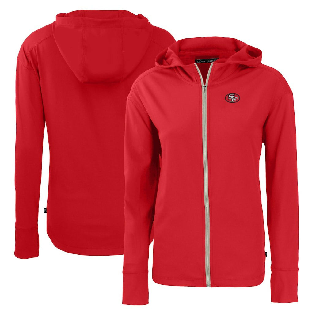 San Francisco 49ers Cutter & Buck Women's Throwback Daybreak Eco Recycled Half-Zip Hoodie Scarlet - NFL