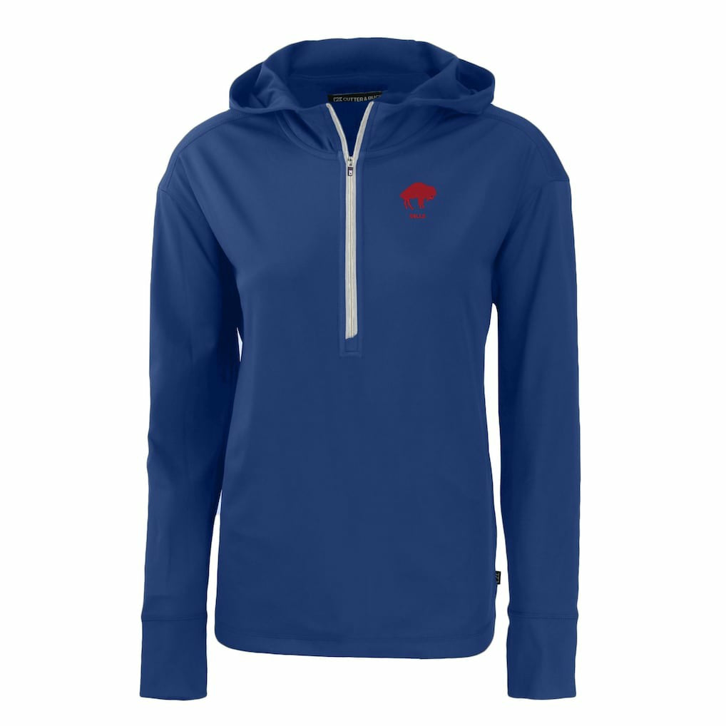 Buffalo Bills Cutter & Buck Women's Throwback Daybreak Eco Recycled Half-Zip Hoodie Royal - NFL