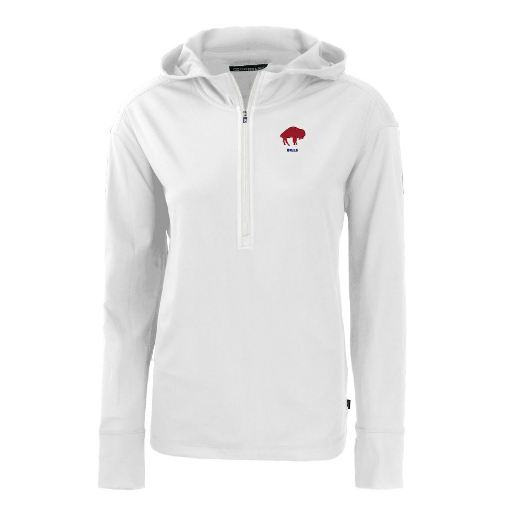 Buffalo Bills Cutter & Buck Women's Throwback Daybreak Eco Recycled Half-Zip Hoodie White - NFL