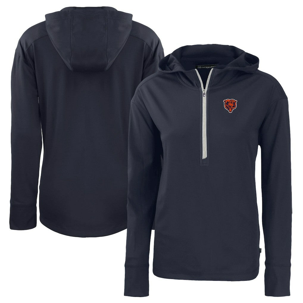Chicago Bears Cutter & Buck Women's Throwback Daybreak Eco Recycled Half-Zip Hoodie Navy - NFL