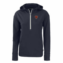 Chicago Bears Cutter & Buck Women's Throwback Daybreak Eco Recycled Half-Zip Hoodie Navy - NFL