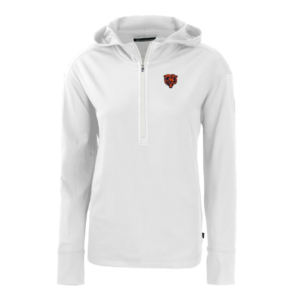 Chicago Bears Cutter & Buck Women's Throwback Daybreak Eco Recycled Half-Zip Hoodie White - NFL
