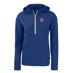 Denver Broncos Cutter & Buck Women's Throwback Daybreak Eco Recycled Half-Zip Hoodie Blue - NFL