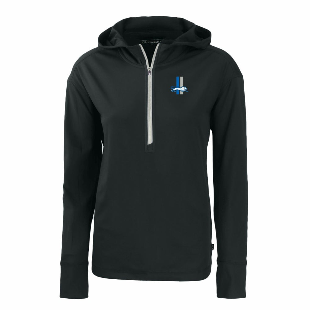 Detroit Lions Cutter & Buck Women's Throwback Daybreak Eco Recycled Half-Zip Hoodie Black - NFL