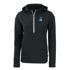 Detroit Lions Cutter & Buck Women's Throwback Daybreak Eco Recycled Half-Zip Hoodie Black - NFL