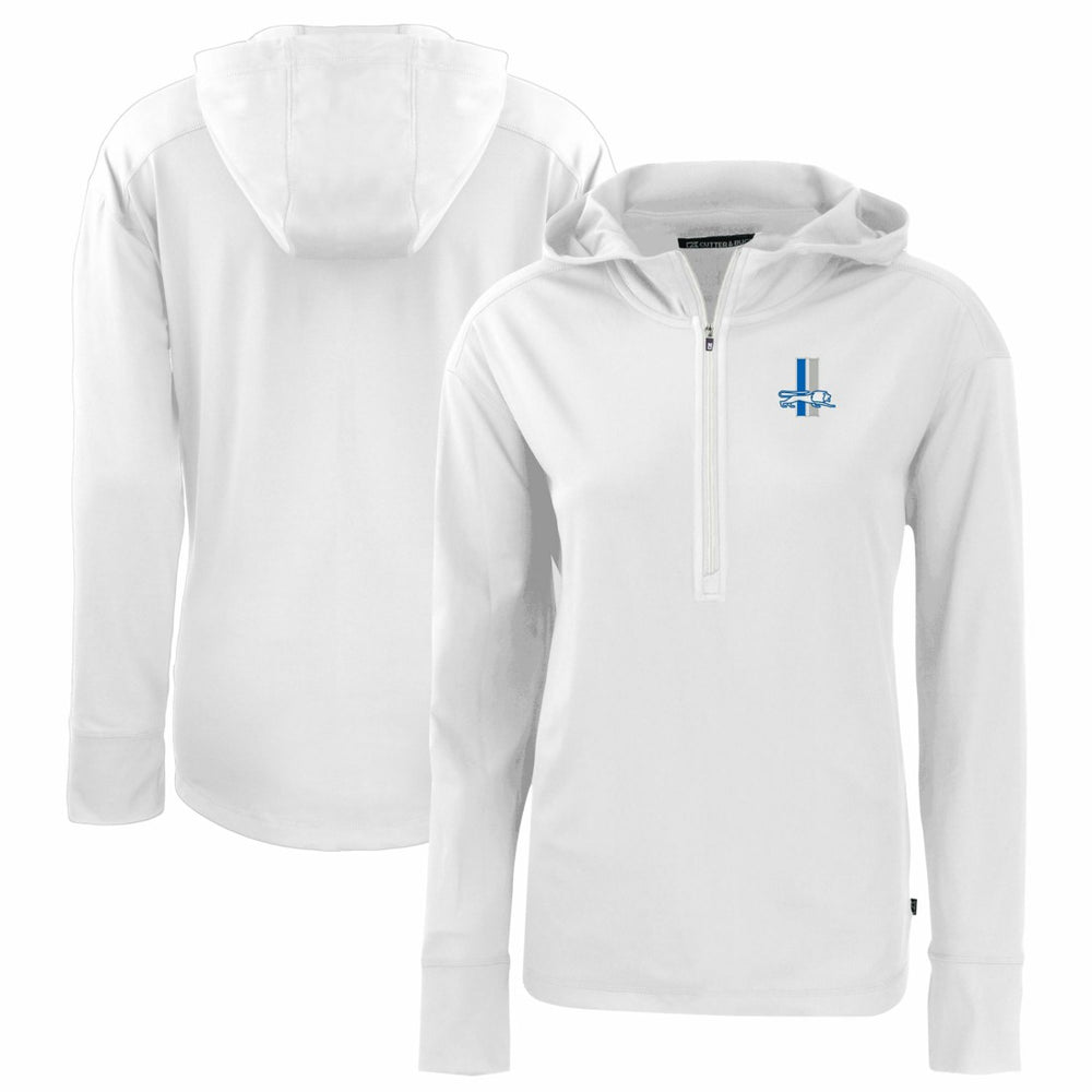 Detroit Lions Cutter & Buck Women's Throwback Daybreak Eco Recycled Half-Zip Hoodie White - NFL