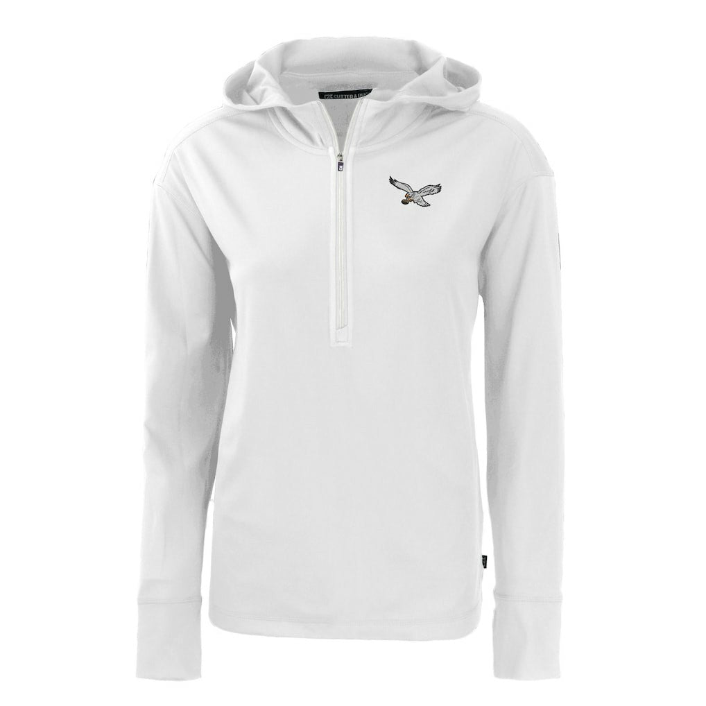 Philadelphia Eagles Cutter & Buck Women's Throwback Daybreak Eco Recycled Half-Zip Hoodie White - NFL