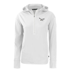 Philadelphia Eagles Cutter & Buck Women's Throwback Daybreak Eco Recycled Half-Zip Hoodie White - NFL