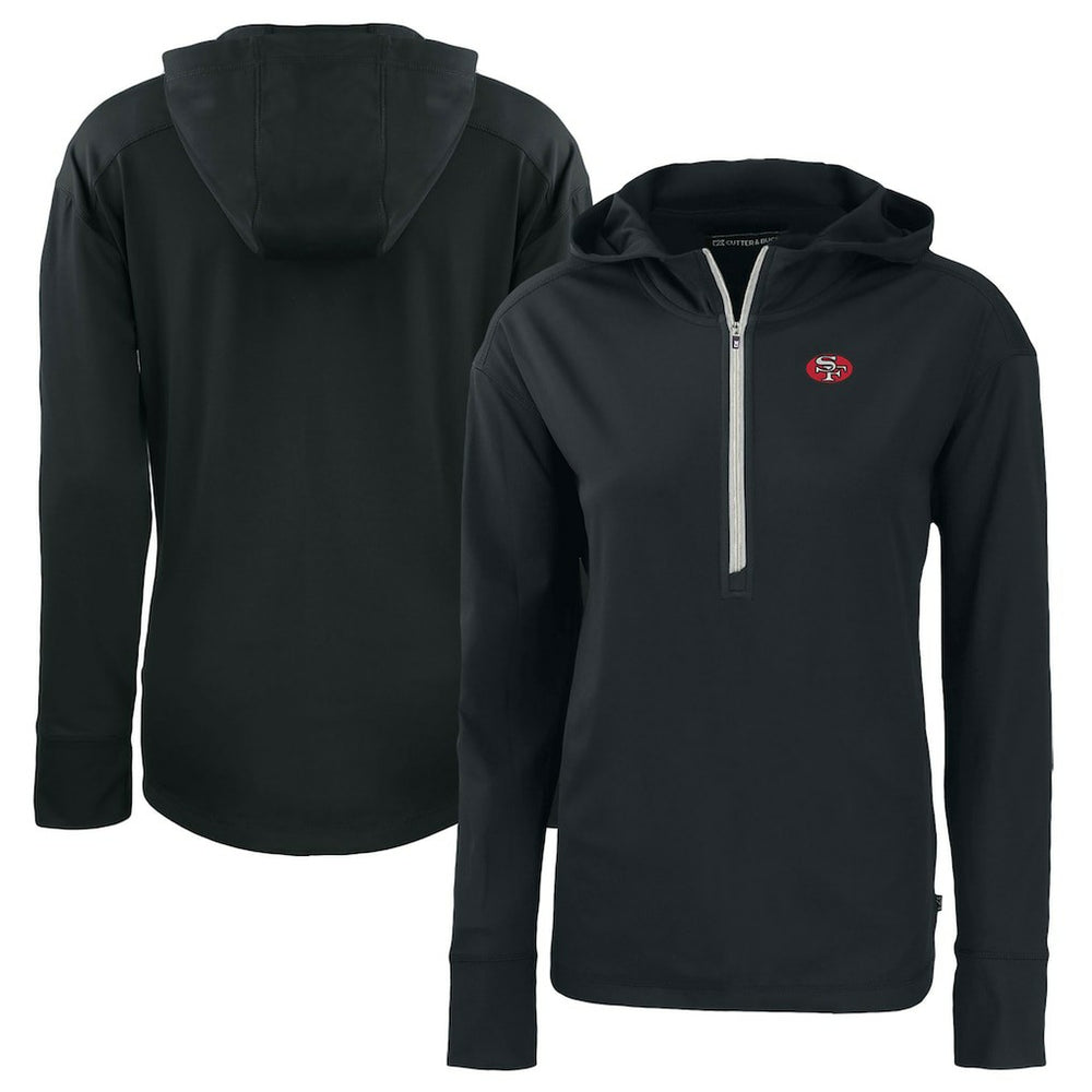 San Francisco 49ers Cutter & Buck Women's Throwback Daybreak Eco Recycled Half-Zip Hoodie Black - NFL