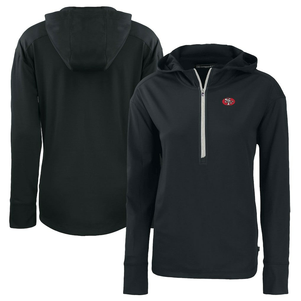 San Francisco 49ers Cutter & Buck Women's Throwback Daybreak Eco Recycled Half-Zip Hoodie Black - NFL
