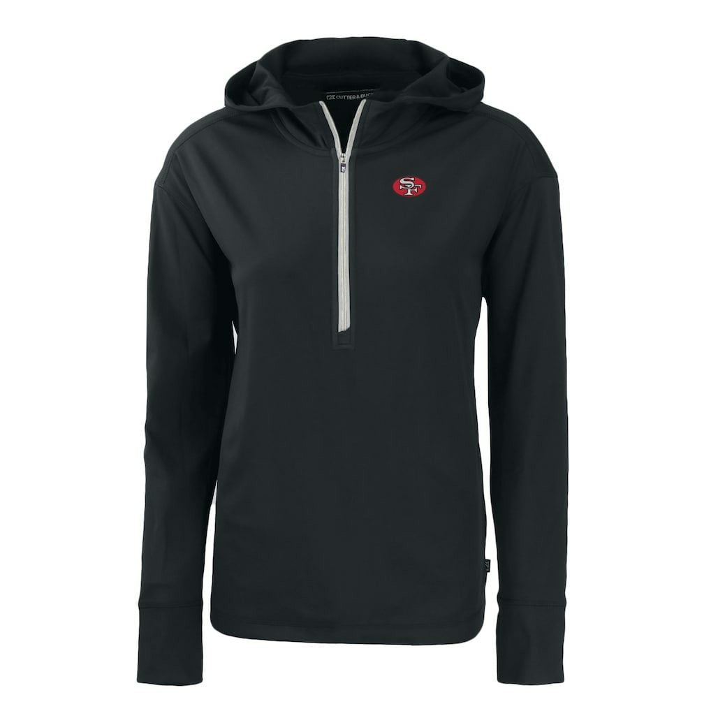 San Francisco 49ers Cutter & Buck Women's Throwback Daybreak Eco Recycled Half-Zip Hoodie Black - NFL