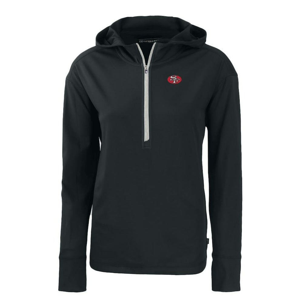 San Francisco 49ers Cutter & Buck Women's Throwback Daybreak Eco Recycled Half-Zip Hoodie Black - NFL