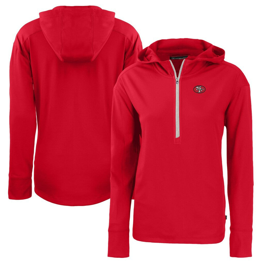 San Francisco 49ers Cutter & Buck Women's Throwback Daybreak Eco Recycled Half-Zip Hoodie Scarlet - NFL