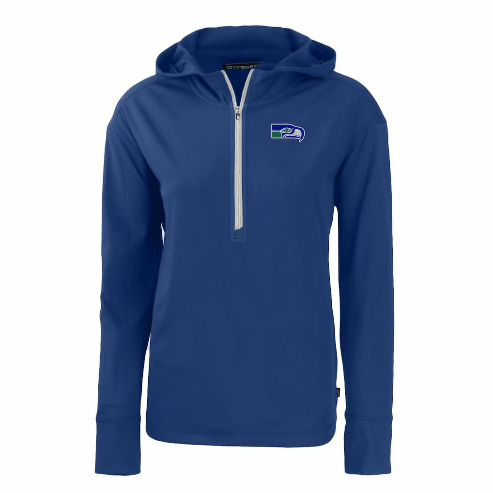 Seattle Seahawks Cutter & Buck Women's Throwback Daybreak Eco Recycled Half-Zip Hoodie Blue - NFL
