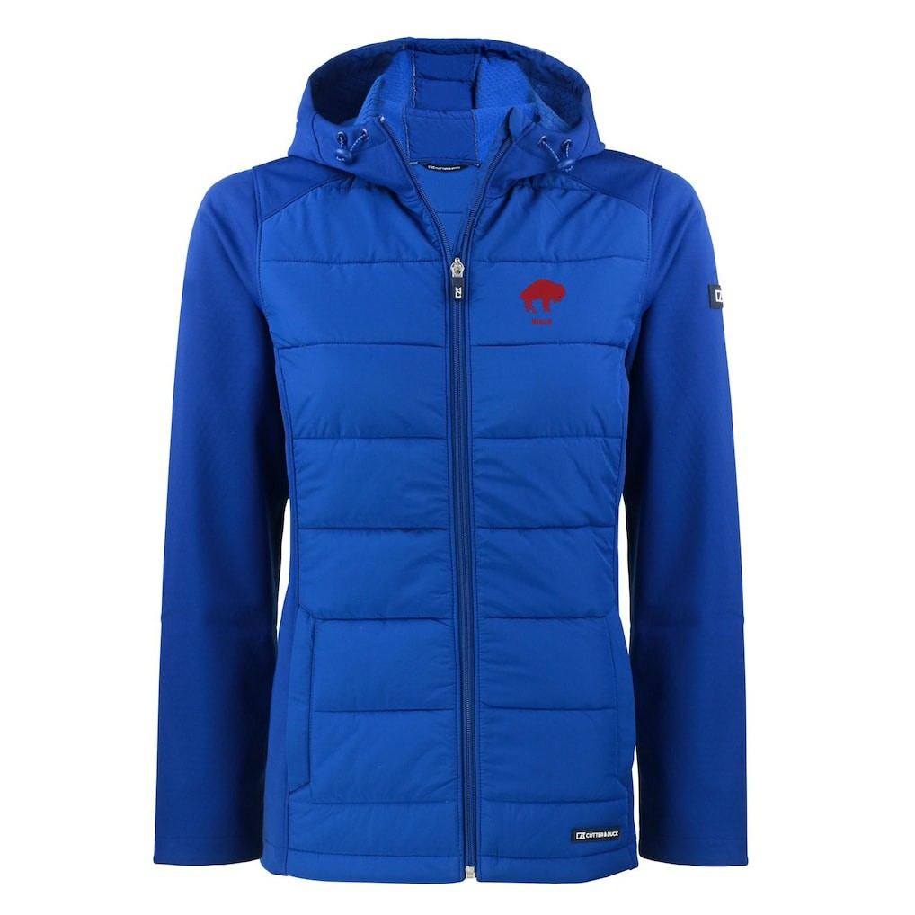 Buffalo Bills Cutter & Buck Women's Throwback Evoke Hybrid Eco Softshell Recycled Full-Zip Hoodie Jacket Royal - NFL