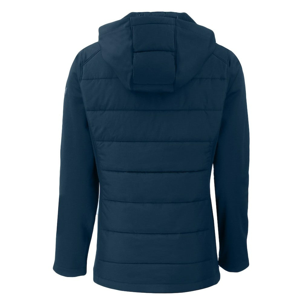 Chicago Bears Cutter & Buck Women's Throwback Evoke Hybrid Eco Softshell Recycled Full-Zip Hoodie Jacket Navy - NFL