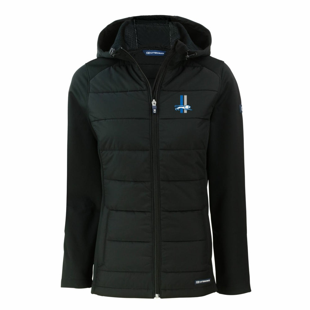 Detroit Lions Cutter & Buck Women's Throwback Evoke Hybrid Eco Softshell Recycled Full-Zip Hoodie Jacket Black - NFL