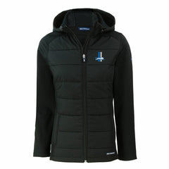 Detroit Lions Cutter & Buck Women's Throwback Evoke Hybrid Eco Softshell Recycled Full-Zip Hoodie Jacket Black - NFL