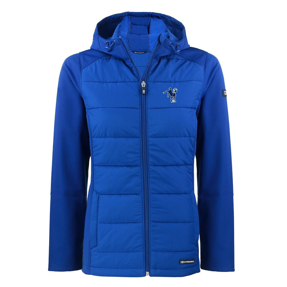 Indianapolis Colts Cutter & Buck Women's Throwback Evoke Hybrid Eco Softshell Recycled Full-Zip Hoodie Jacket Royal - NFL