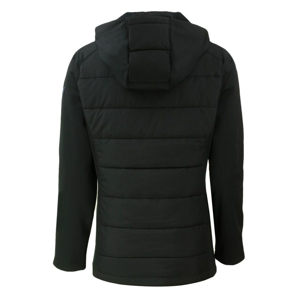 San Francisco 49ers Cutter & Buck Women's Throwback Evoke Hybrid Eco Softshell Recycled Full-Zip Hoodie Jacket Black - NFL
