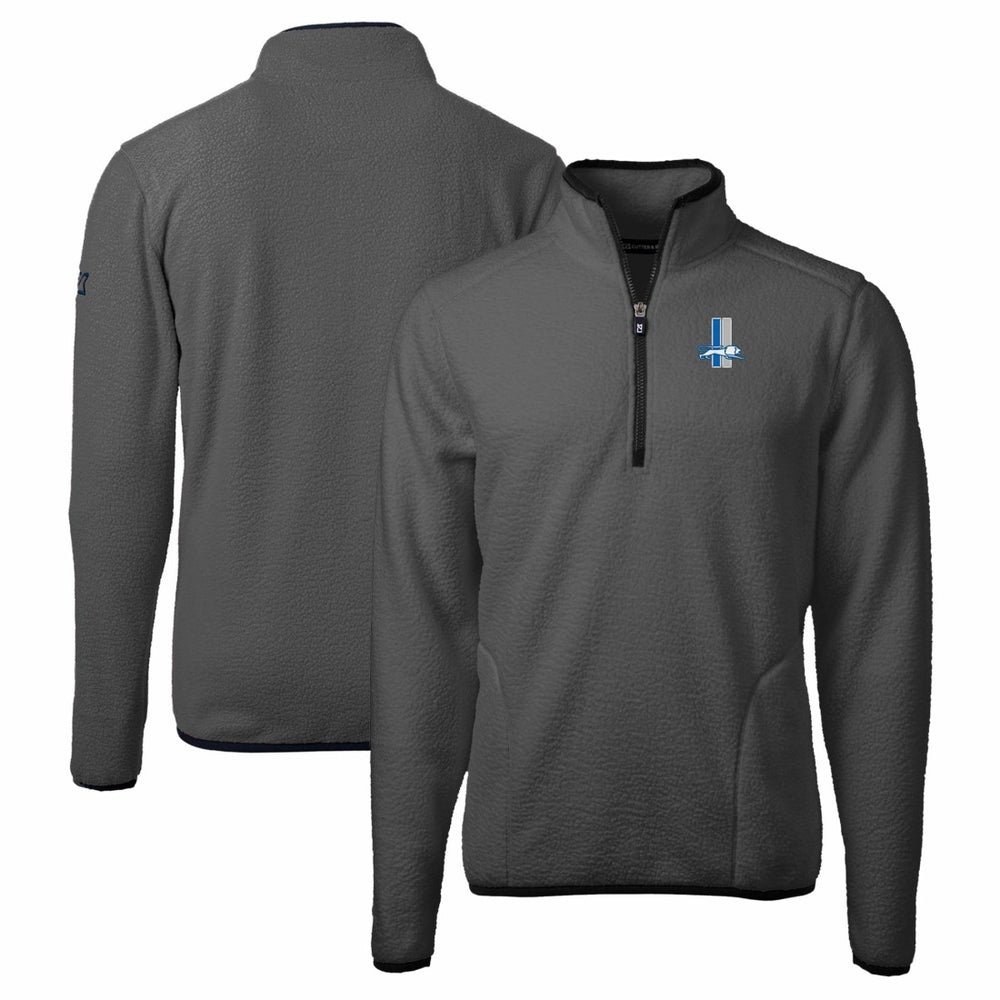 Detroit Lions Cutter & Buck Throwback Cascade Eco Sherpa Fleece Quarter-Zip Pullover Jacket Gray/Black - NFL