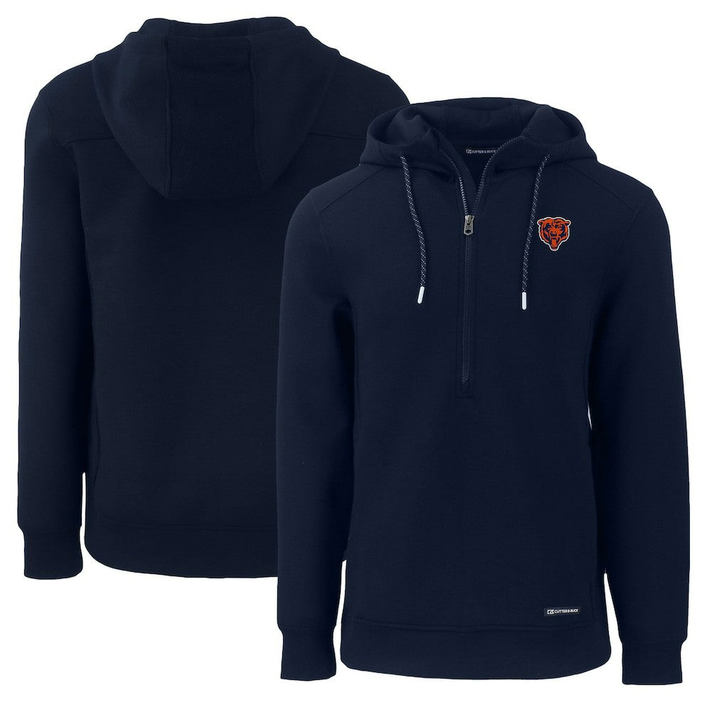 Chicago Bears Cutter & Buck Throwback Roam Eco Half-Zip Recycled Pullover Hoodie Navy - NFL