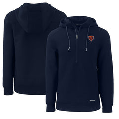 Chicago Bears Cutter & Buck Throwback Roam Eco Half-Zip Recycled Pullover Hoodie Navy - NFL
