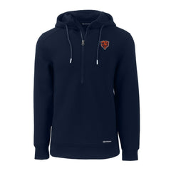 Chicago Bears Cutter & Buck Throwback Roam Eco Half-Zip Recycled Pullover Hoodie Navy - NFL