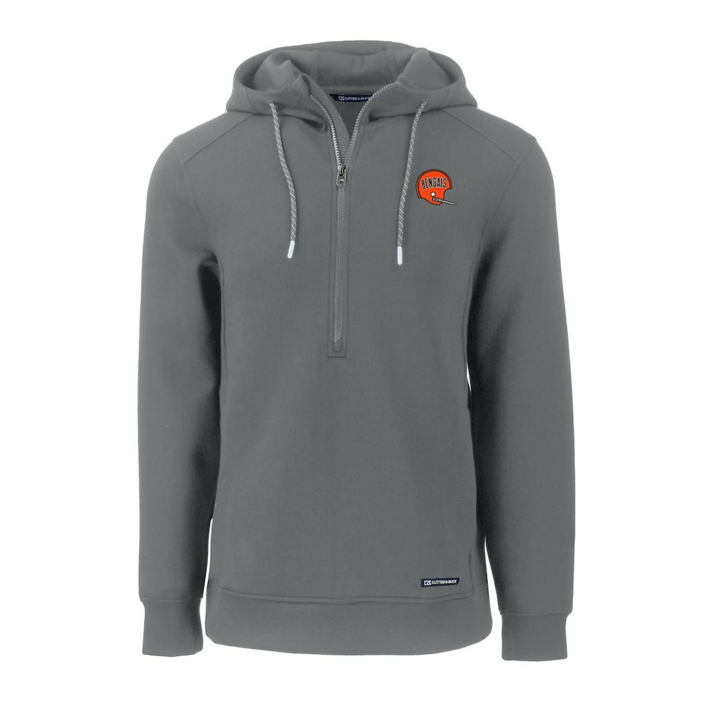 Cincinnati Bengals Cutter & Buck Throwback Roam Eco Half-Zip Recycled Pullover Hoodie Gray - NFL