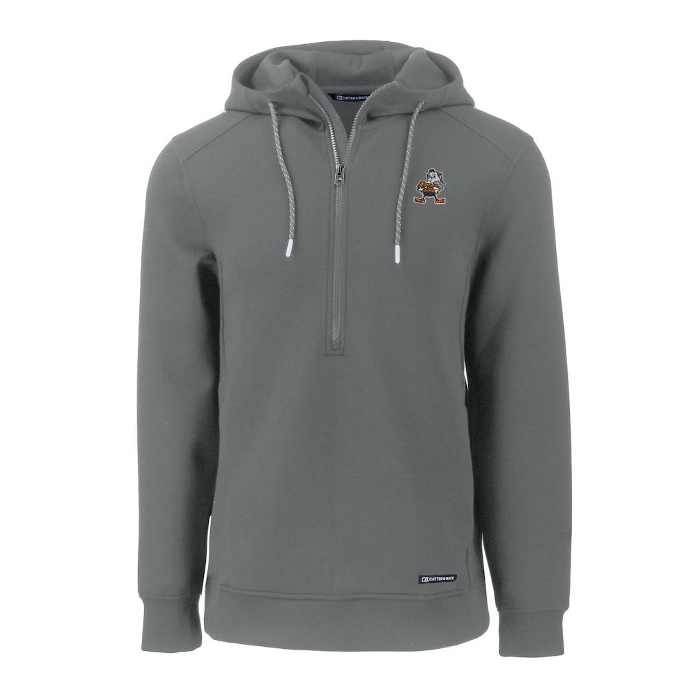 Cleveland Browns Cutter & Buck Throwback Roam Eco Half-Zip Recycled Pullover Hoodie Gray - NFL
