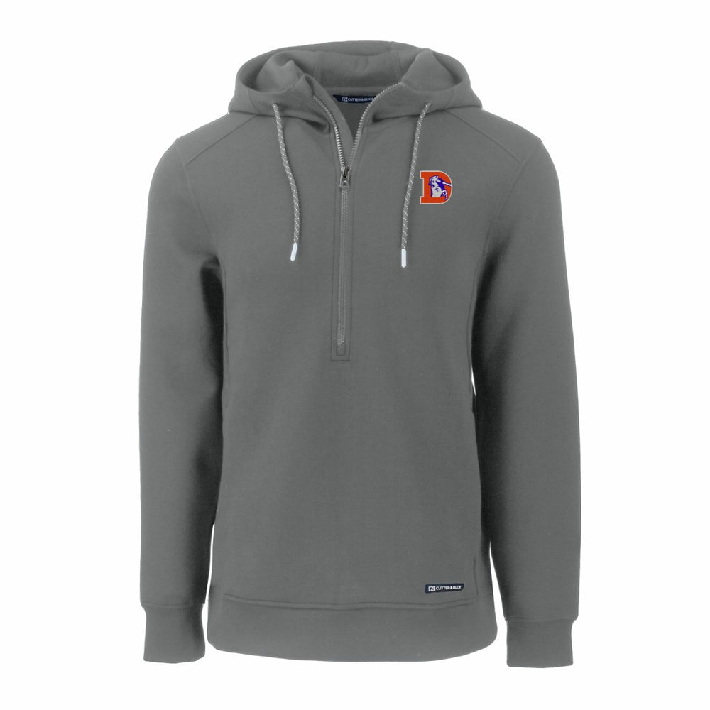 Denver Broncos Cutter & Buck Throwback Roam Eco Half-Zip Recycled Pullover Hoodie Gray - NFL