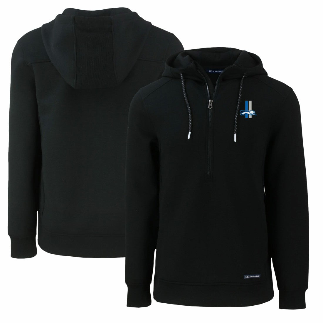 Detroit Lions Cutter & Buck Throwback Roam Eco Half-Zip Recycled Pullover Hoodie Black - NFL