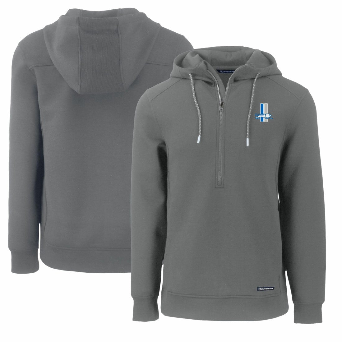 Detroit Lions Cutter & Buck Throwback Roam Eco Half-Zip Recycled Pullover Hoodie Gray - NFL