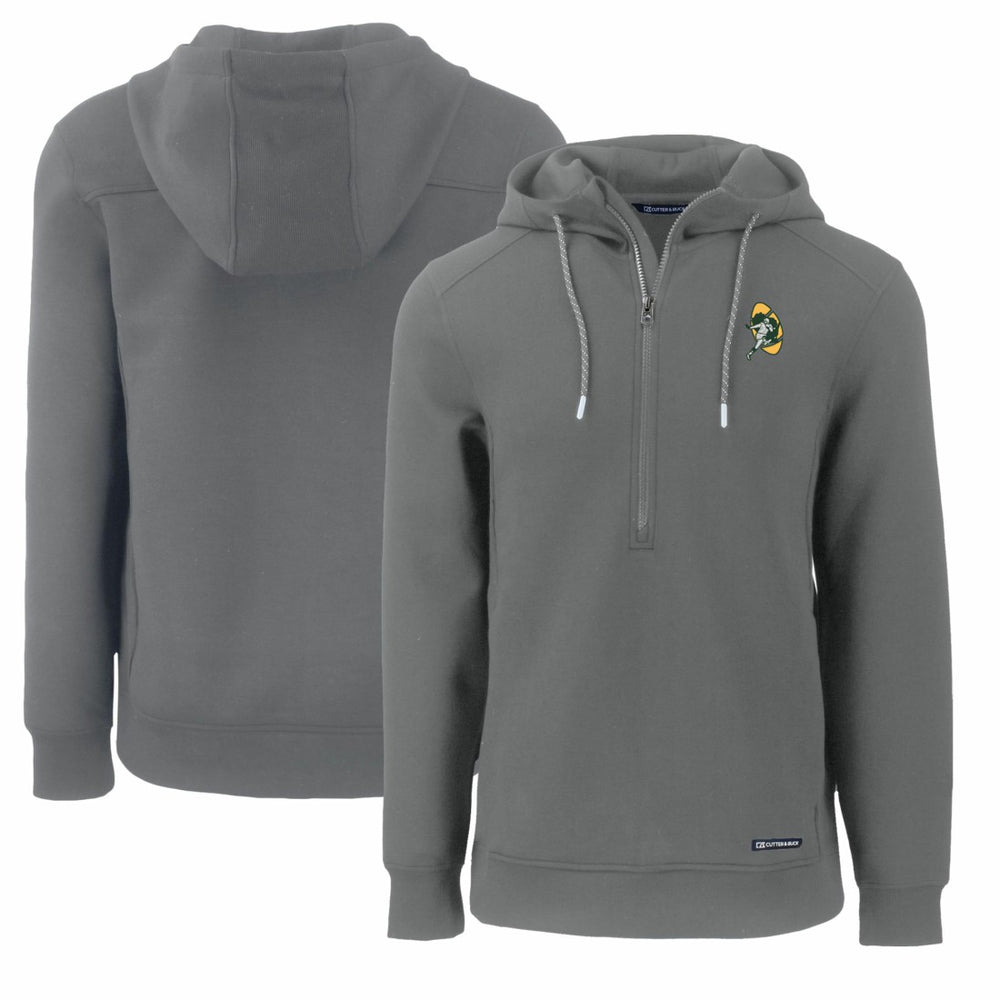 Green Bay Packers Cutter & Buck Throwback Roam Eco Half-Zip Recycled Pullover Hoodie Gray - NFL