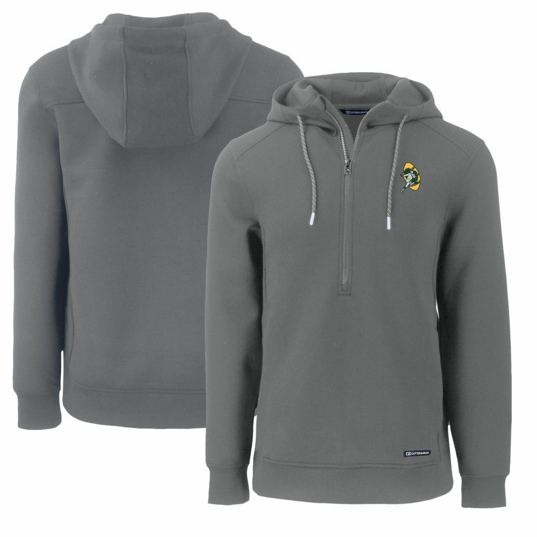 Green Bay Packers Cutter & Buck Throwback Roam Eco Half-Zip Recycled Pullover Hoodie Gray - NFL
