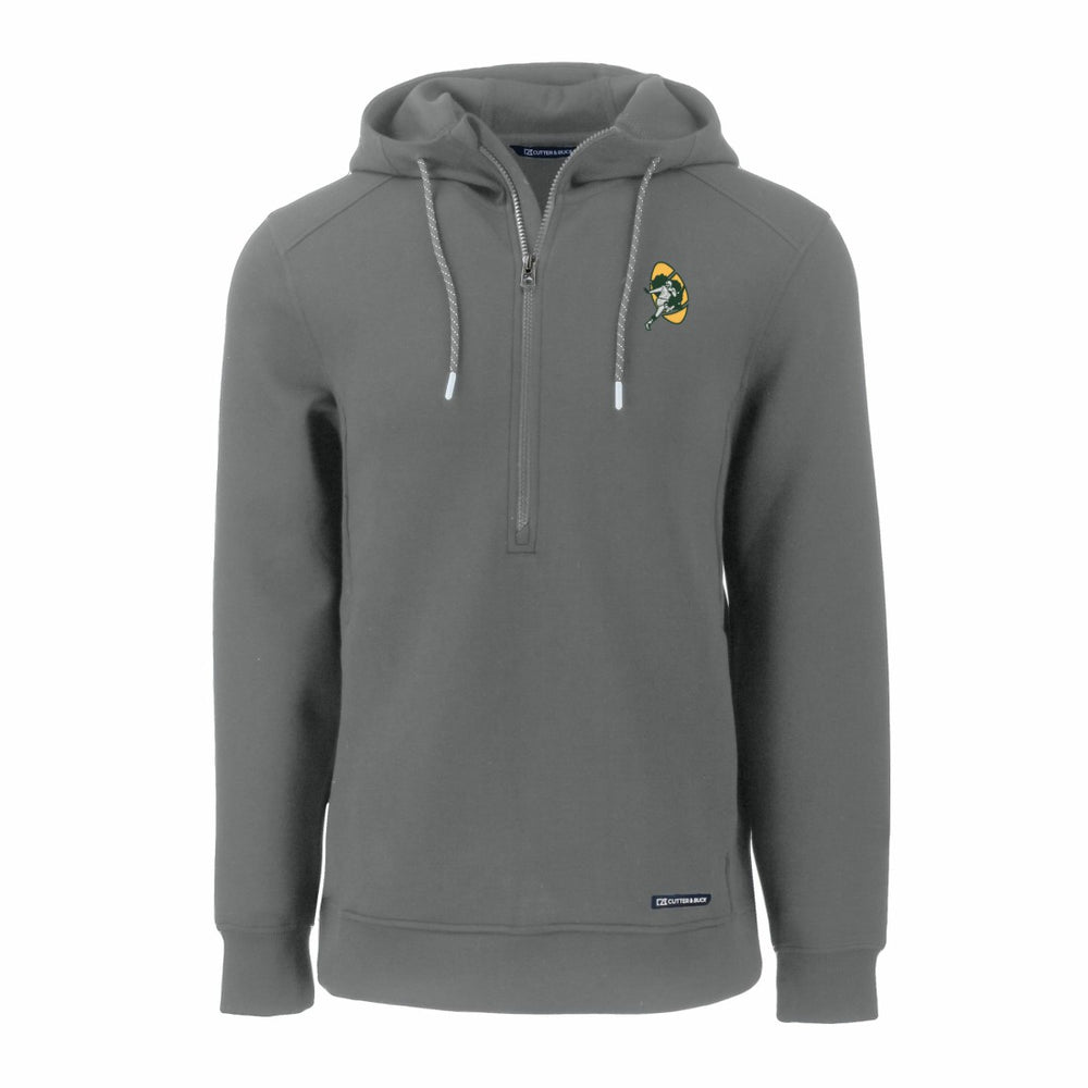 Green Bay Packers Cutter & Buck Throwback Roam Eco Half-Zip Recycled Pullover Hoodie Gray - NFL