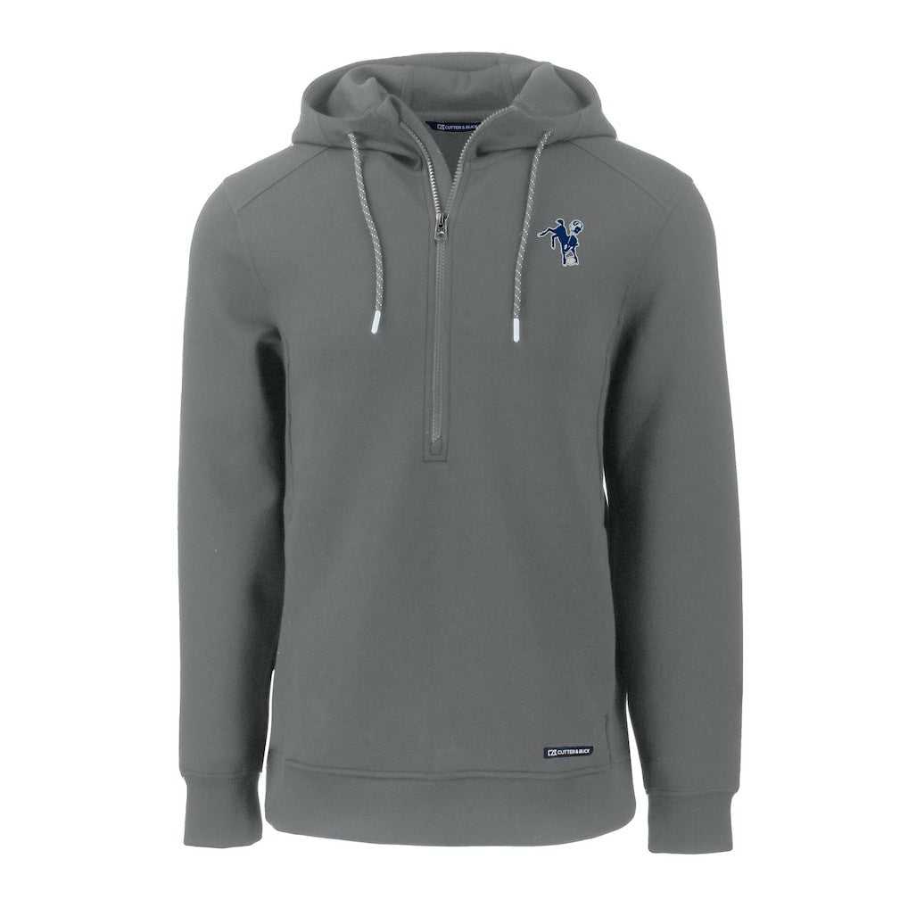 Indianapolis Colts Cutter & Buck Throwback Roam Eco Half-Zip Recycled Pullover Hoodie Gray - NFL