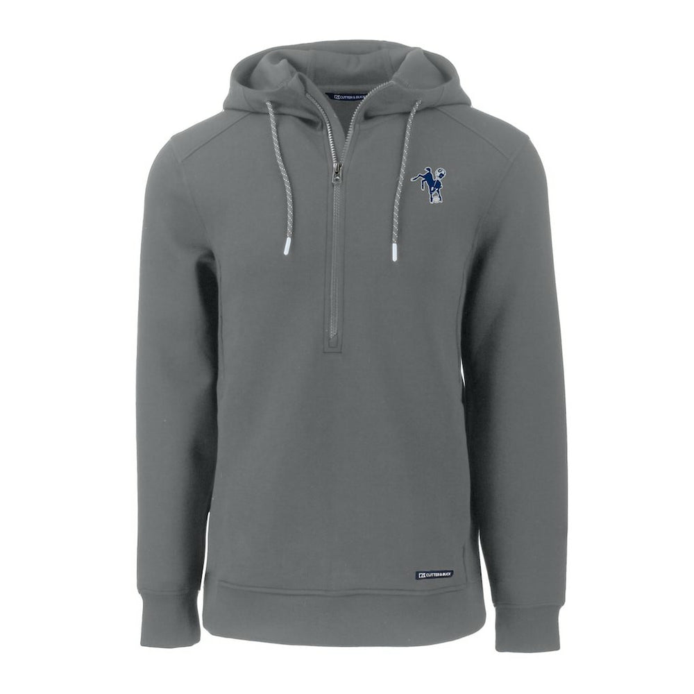 Indianapolis Colts Cutter & Buck Throwback Roam Eco Half-Zip Recycled Pullover Hoodie Gray - NFL