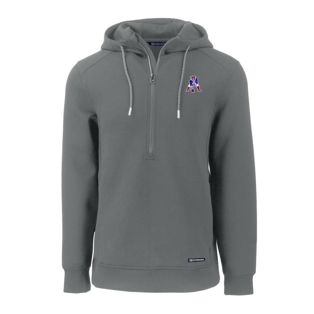 New England Patriots Cutter & Buck Throwback Roam Eco Half-Zip Recycled Pullover Hoodie Gray - NFL
