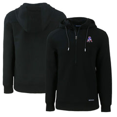 New England Patriots Cutter & Buck Throwback Roam Eco Half-Zip Recycled Pullover Hoodie Black - NFL
