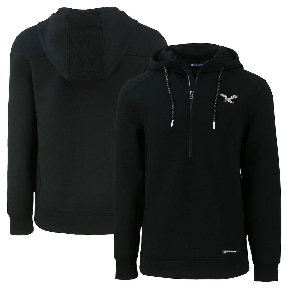 Philadelphia Eagles Cutter & Buck Throwback Roam Eco Half-Zip Recycled Pullover Hoodie Black - NFL