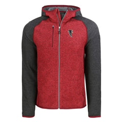 Atlanta Falcons Cutter & Buck Throwback Mainsail Sweater-Knit Full-Zip Hoodie Heather Red/Heather Charcoal - NFL