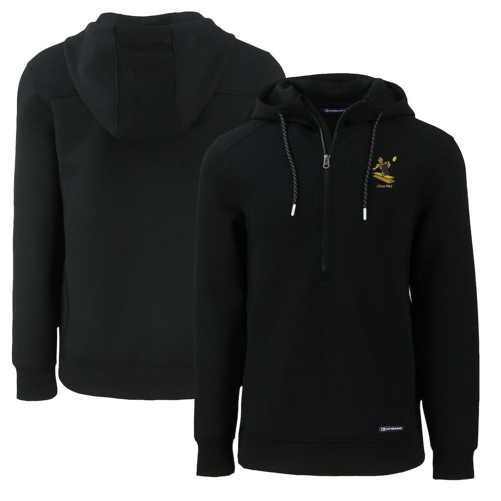 Pittsburgh Steelers Cutter & Buck Throwback Roam Eco Half-Zip Recycled Pullover Hoodie Black - NFL